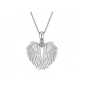 Clearance! SDJMa Angel Wings Necklace 925 Sterling Silver Guardian Angel Wings Pendant Birthstone Necklace for Women Jewelry Gifts